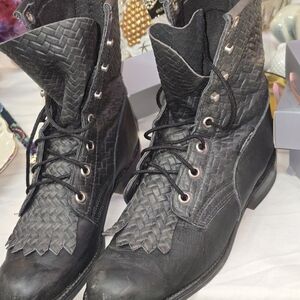 Capezio Black/grey Ankle Boots with Textured Design And Kiltie Vintage/retro